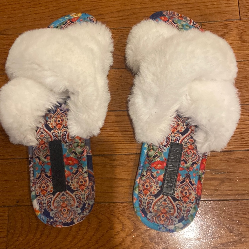 Johnny Was Furry Slippers